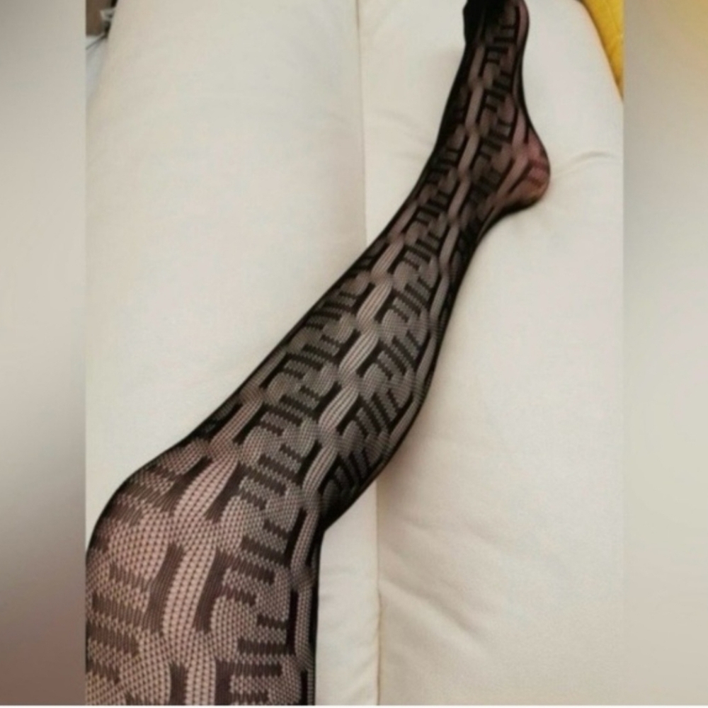 Luxury Fendi Print Fishnet Style Stockings Tights Pantyhose